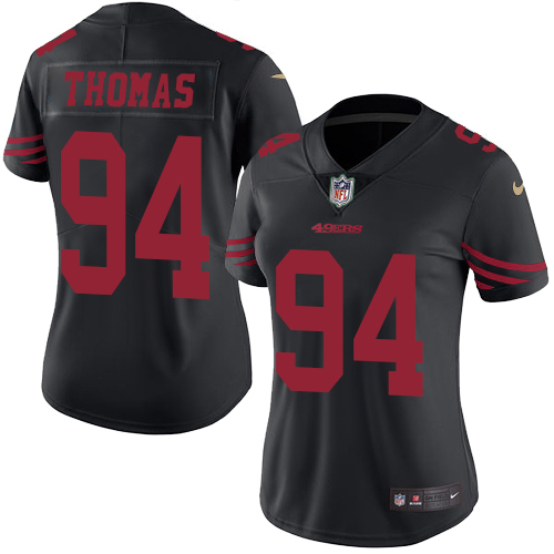 Nike 49ers #94 Solomon Thomas Black Women's Stitched NFL Limited Rush Jersey - Click Image to Close